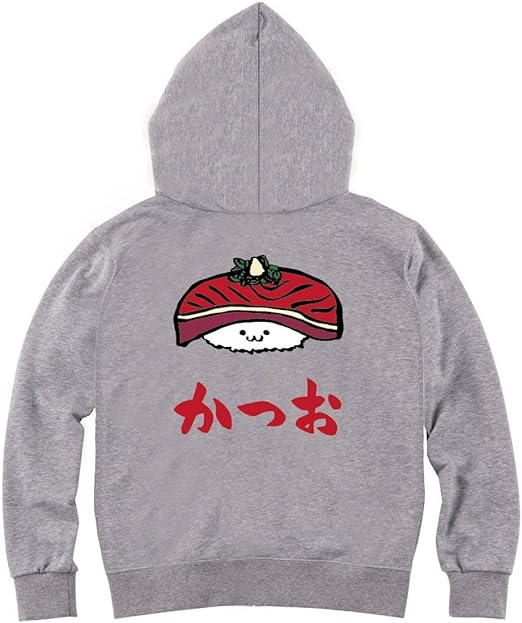 Amazon Co Jp かつお カツオ 鰹 握り 寿司 ネタ おすし 筆絵 イラスト カラー おもしろ ジップ パーカー ファッション