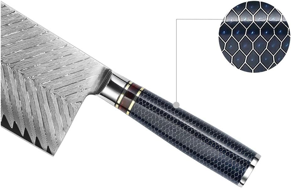 Meat Cleaver,Cleaver Knife, 7 Inch Professional Chinese Chef Knife VG10 Damascus Steel Blade Meat Cleaver Luxury Resin Handle Slicing Kitchen Knives