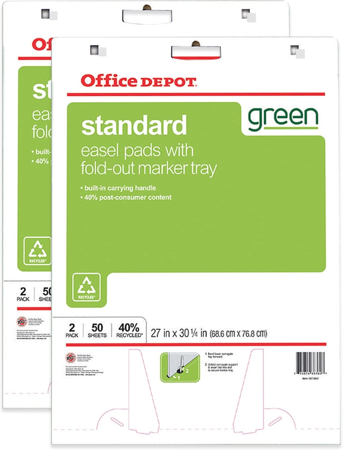 Office Depot 40% Recycled Bleed-Resistant Easel Pads, 27in. x 32in., Plain White Paper, 50 Sheets, Box Of 2, 99454 : Arts, Crafts & Sewing