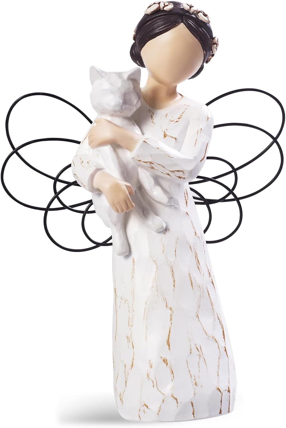 Cat Memorial Angel Figurine Statue for Cat Lovers in Memory of Their Beloved Cat (Black Cat)