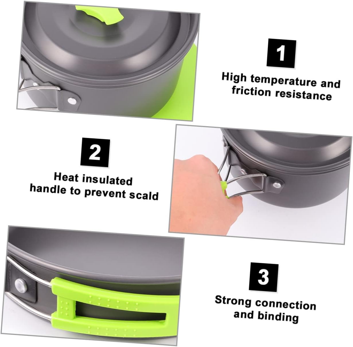 BESPORTBLE Cookware Kit for 1-2 Compact Camping Utensils Set Portable Outdoor Kitchen Accessories for Camping Cooking