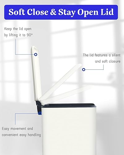 Miniatura 208 de Cubo de basura pequeño para baño con tapa, cubo de basura de 1.3 galones con cubo interior extraíble, cubo de basura delgado con tapa de cierre
