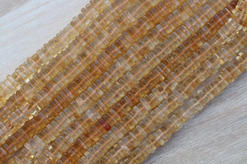 Perles à facettes Heishi en citrine naturelle de 4 à 5 mm bijoux - 3