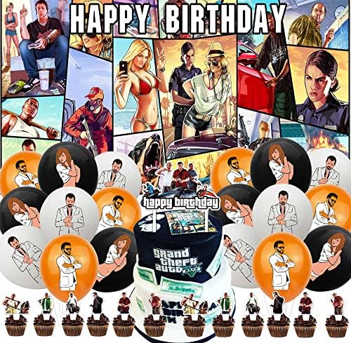 GTA Party Supplies Decorations Cake Topper Birthday Backdrop Background Decor