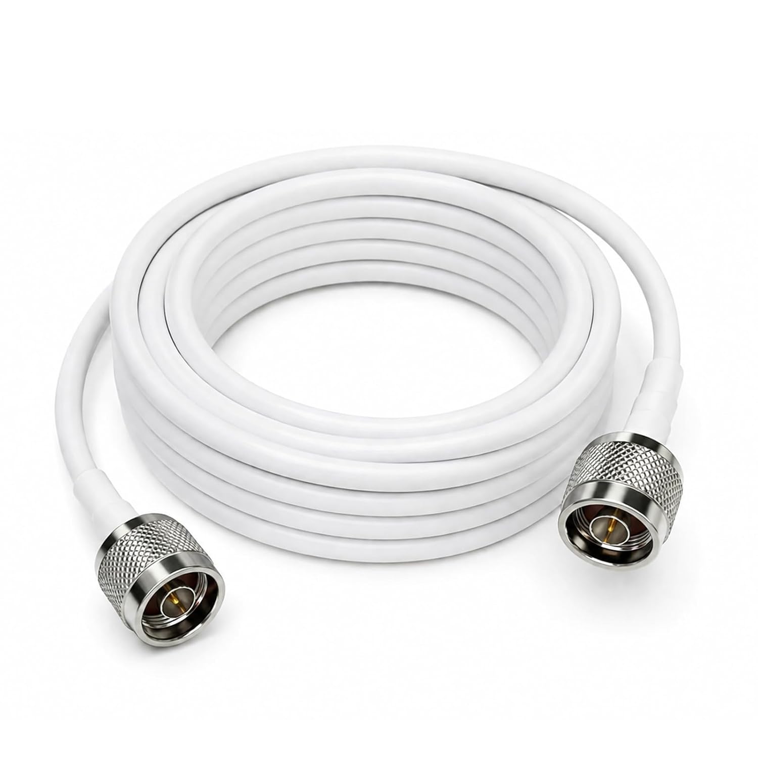 N Male to SMA Male Coaxial Cable 16.5FT with RP-SMA Adapter | White 50 Ohm low loss 3D-FB RF extension, SMA to N antenna cable for signal booster, router, modem, Wi-Fi antenna