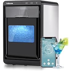 Upstreman X90 Nugget Ice Maker Countertop, Self-Cleaning Pebble Ice Maker Machine, Max 33Lbs/Day, 2 Ways Water Refill, Stainless Steel Housing, Fit Under Wall Cabinet for Home, Office, Bar, RV