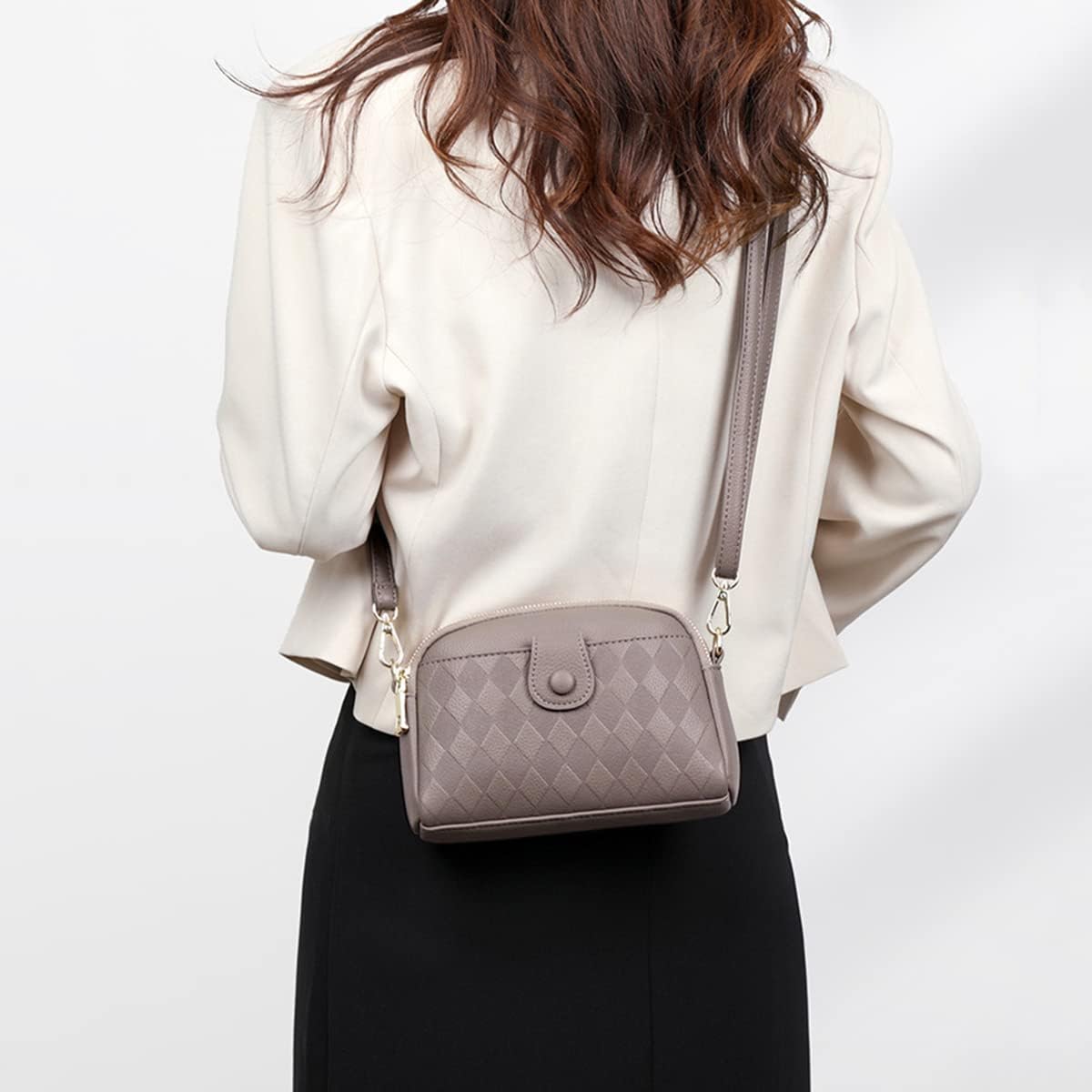 Womens Small Shell Bag, Ladies Multilayer Cross Body Phone Bag, Large Capacity Shoulder Bag, Premium PU Leather Multifunctional Pouch Wallet Bag with Adjustable Strap for Outing Travel Khaki image 2