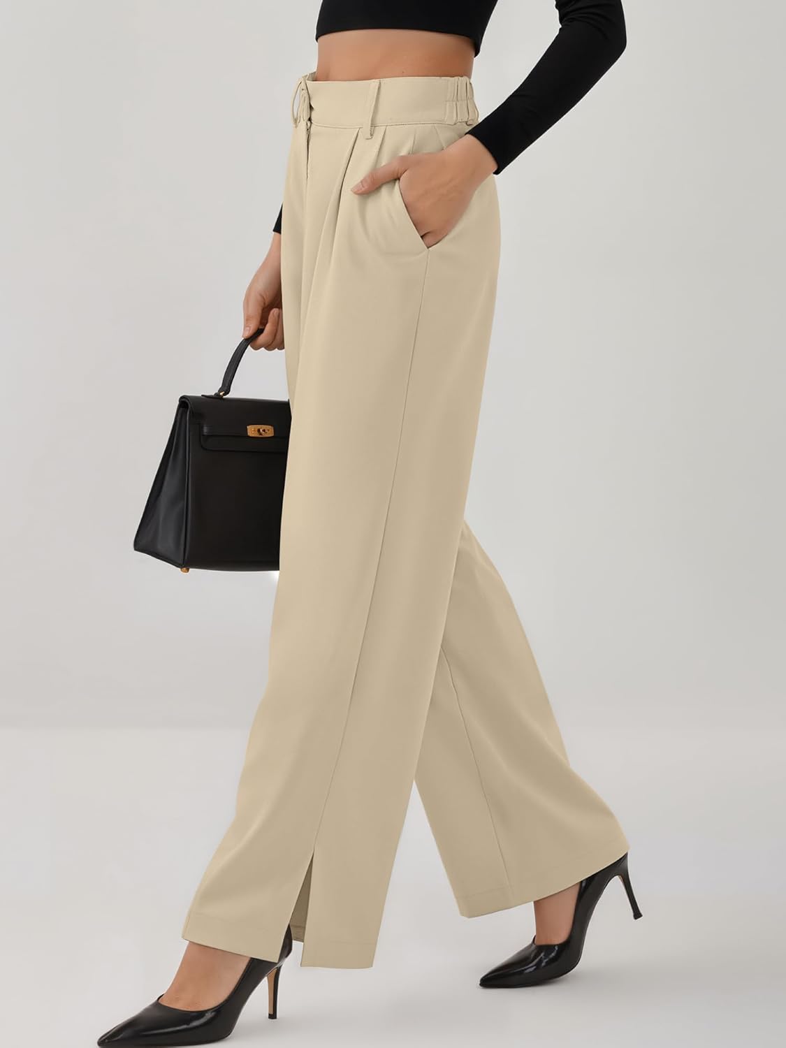 ZAFUL Womens Wide Leg Pants Elastic High Waisted Business Casual Trousers Work Dress Pants with Pockets 2025 - Image 2