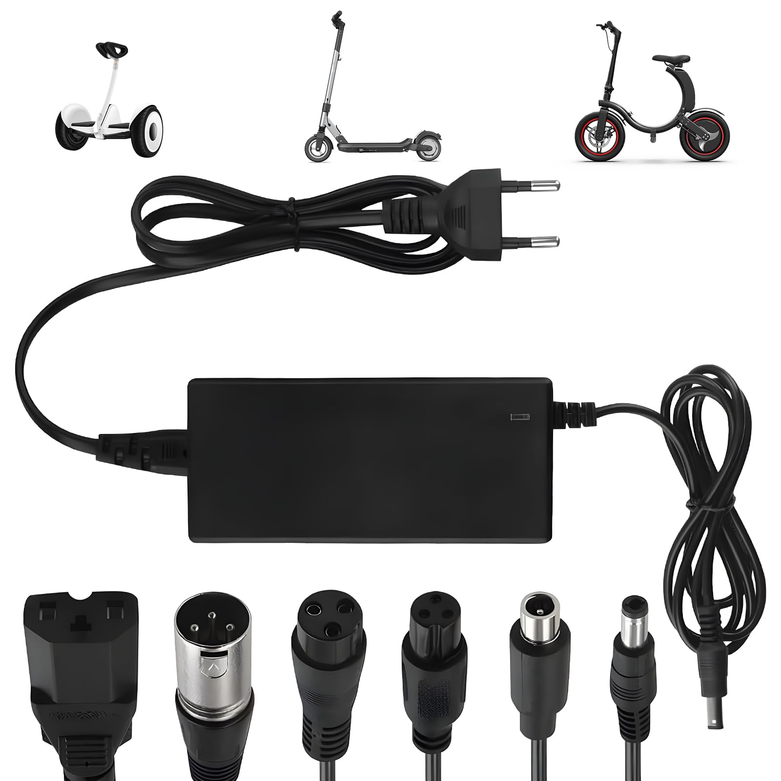 Chargeur Universel 54.6V 2A Pour Trotinette Électrique, Hoverboard, E-Scooter - 6 Connecteurs Inclus - Wyxron
