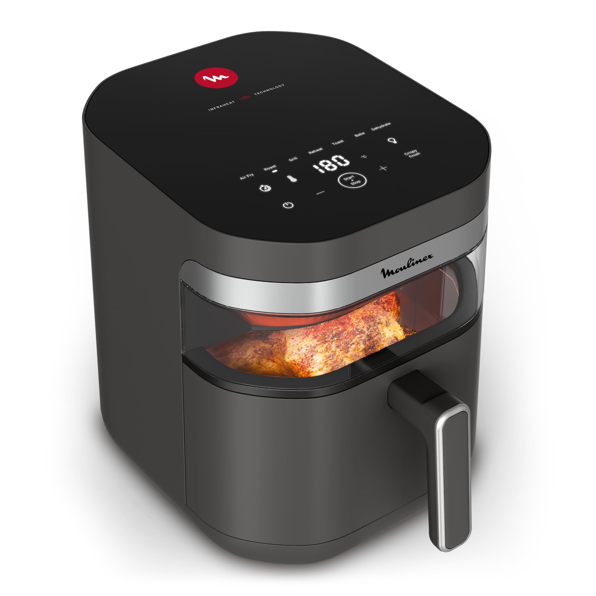 Moulinex Easy Fry Infrared 7L, Air fryer, Technologie infrarouge Exclusive, Plus rapide, Plus homogène, Grande capacité, EZ832HF0, Gris Foncé