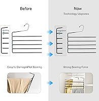 Vista 4 de Nature Smile Pants Hangers 3pack, Heavy Duty Multi Layers Space Saving Slack Hangers,Non Slip 5 Tier Open-Ended Pants Hanger Closet Storage