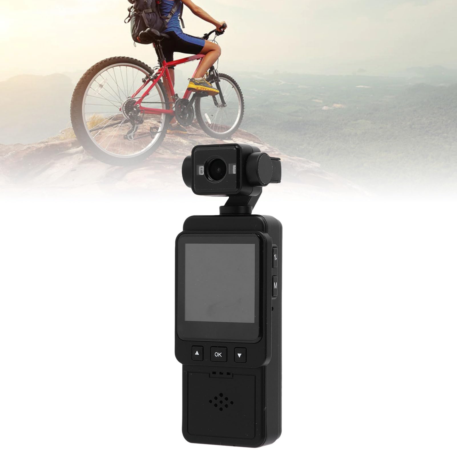 Tosuny Cámara de Acción Portátil, Videocámara de Bolsillo WiFi 1080P con Lente Rotatable de 360​​°,Detección de Movimiento, Pantalla LCD, Cámara Desgastada con