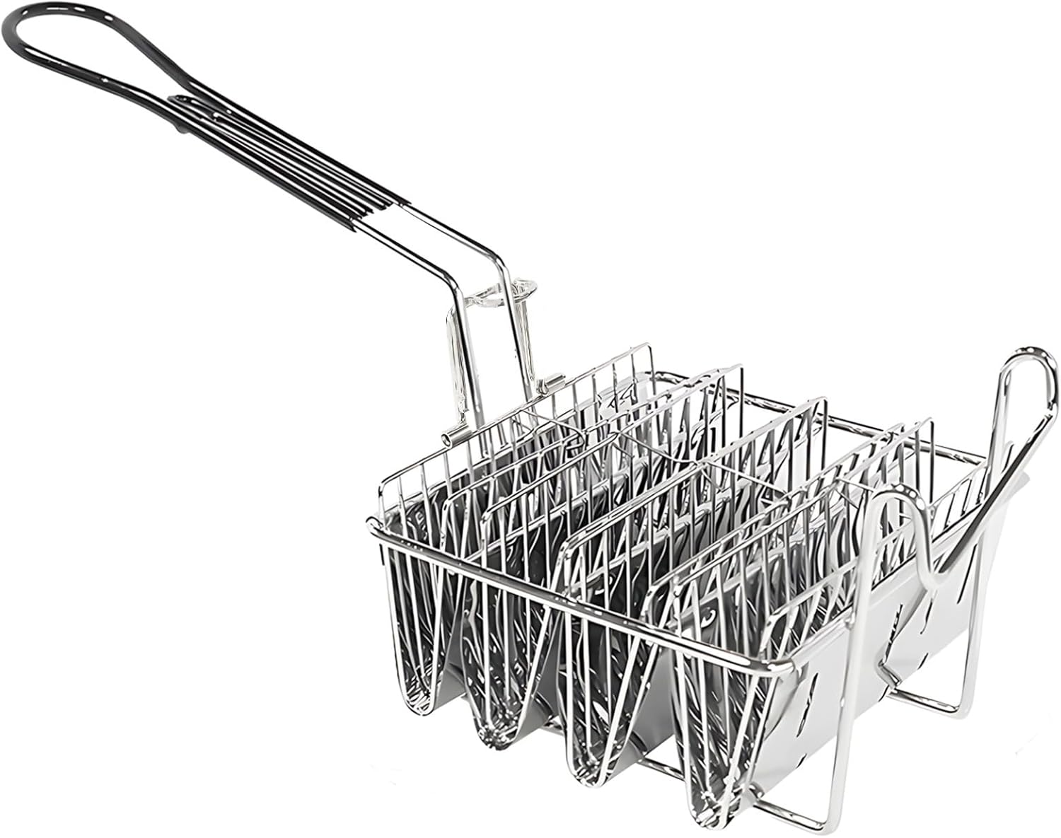 Stainless Fryer Basket, 4 Tacos, Detachable, Heat-Resistant Handle