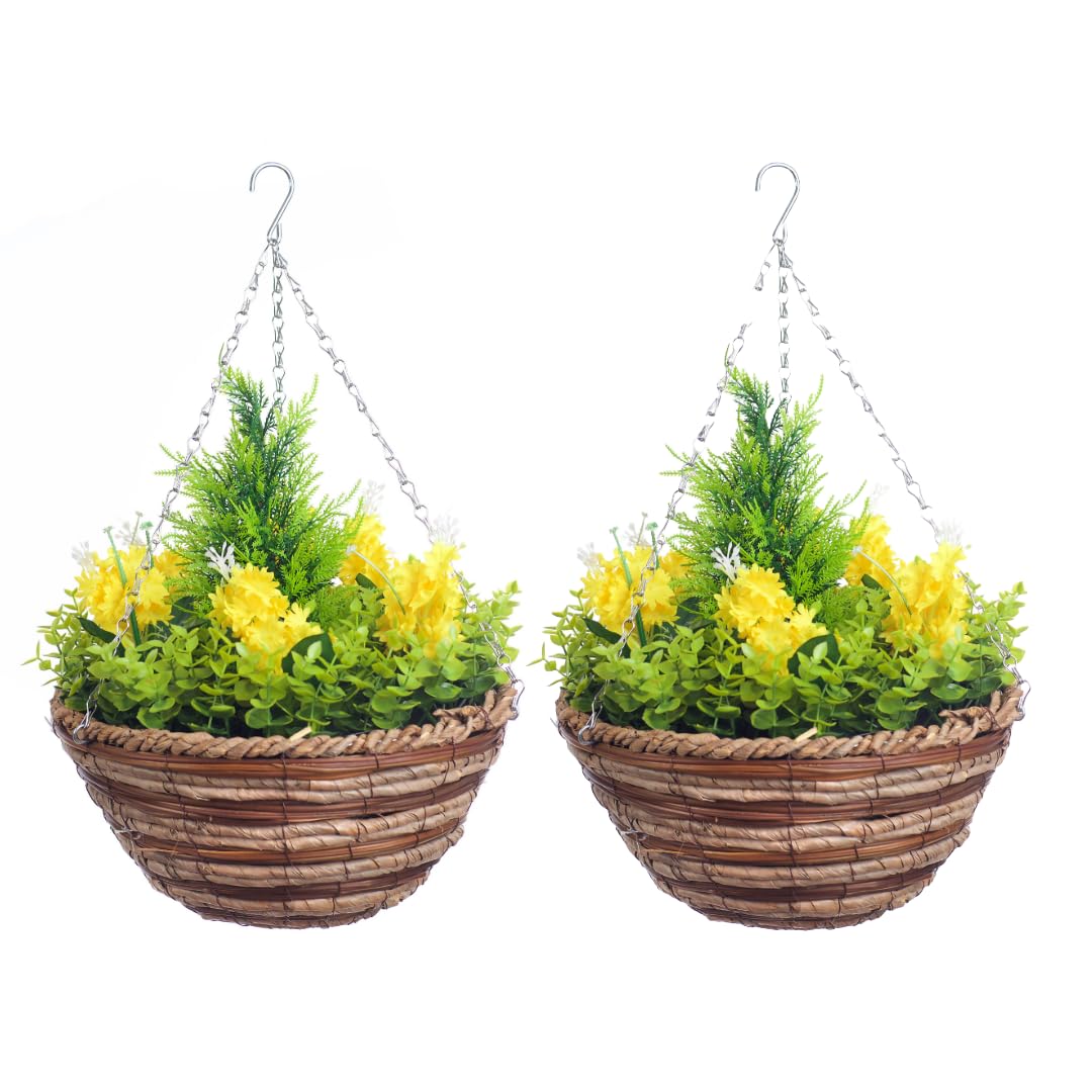 Paire de présentoirs en jacinthe pour sublimer votre décoration extérieure et balcon