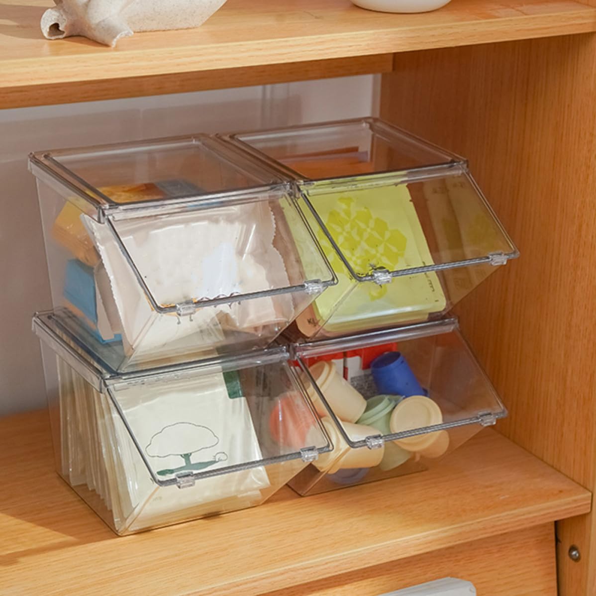 Genérico Organizador Diseño Piezas Bolsitas de Té de Acrílico 4 de Superficie Lisa Simple Gran Capacidad y Oficina y Cocina