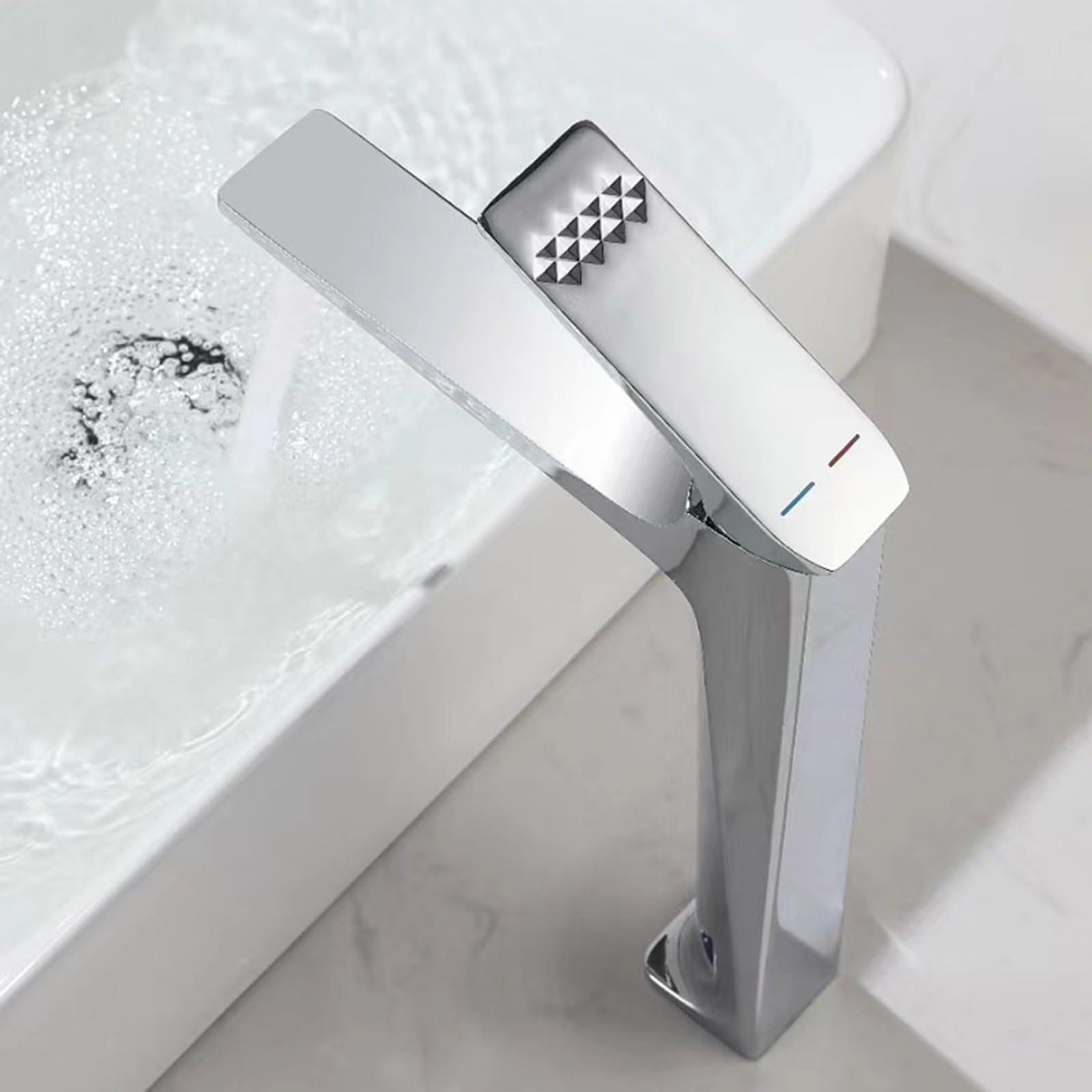 Waschbecken Armaturen Bad Einhandmischer Mischbatterie Badezimmer Wasserhahn Hoch Wasserhahn Badezimmer Warm Und Kaltmisch Einzelloch Komplett Aus Kupfer,Chrom,hoch