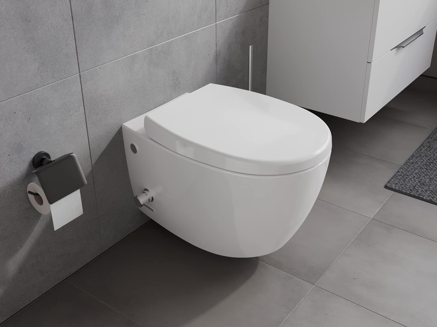 Aqua Bagno | Toilettes Taharet avec Fonction Bidet et Douche, WC Suspendu Mural | 51 cm de Long