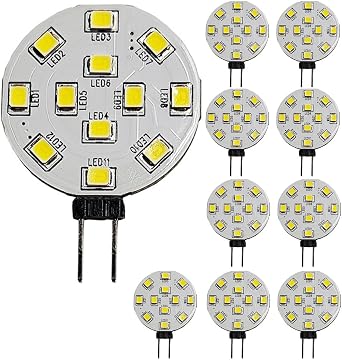 G4 LED Bulbs 2W Halogen Bulbs Replacement 20W, AC/DC 12V 24V 220 Lumens Disco LED Bi-Pin JC Side Pin,Flicker Free and Anti-EMI 10, White [Energy Class F]