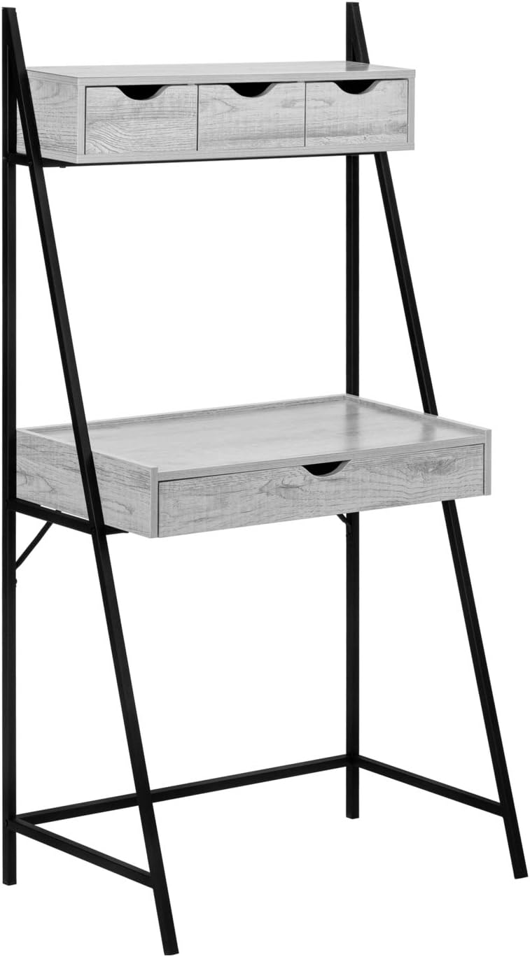 Monarch Specialties I 7331 Computer Desk, Home Office, Laptop, Leaning, Storage Drawers, 32" L, Work, Metal, Laminate, Grey, Black, Contemporary, Modern