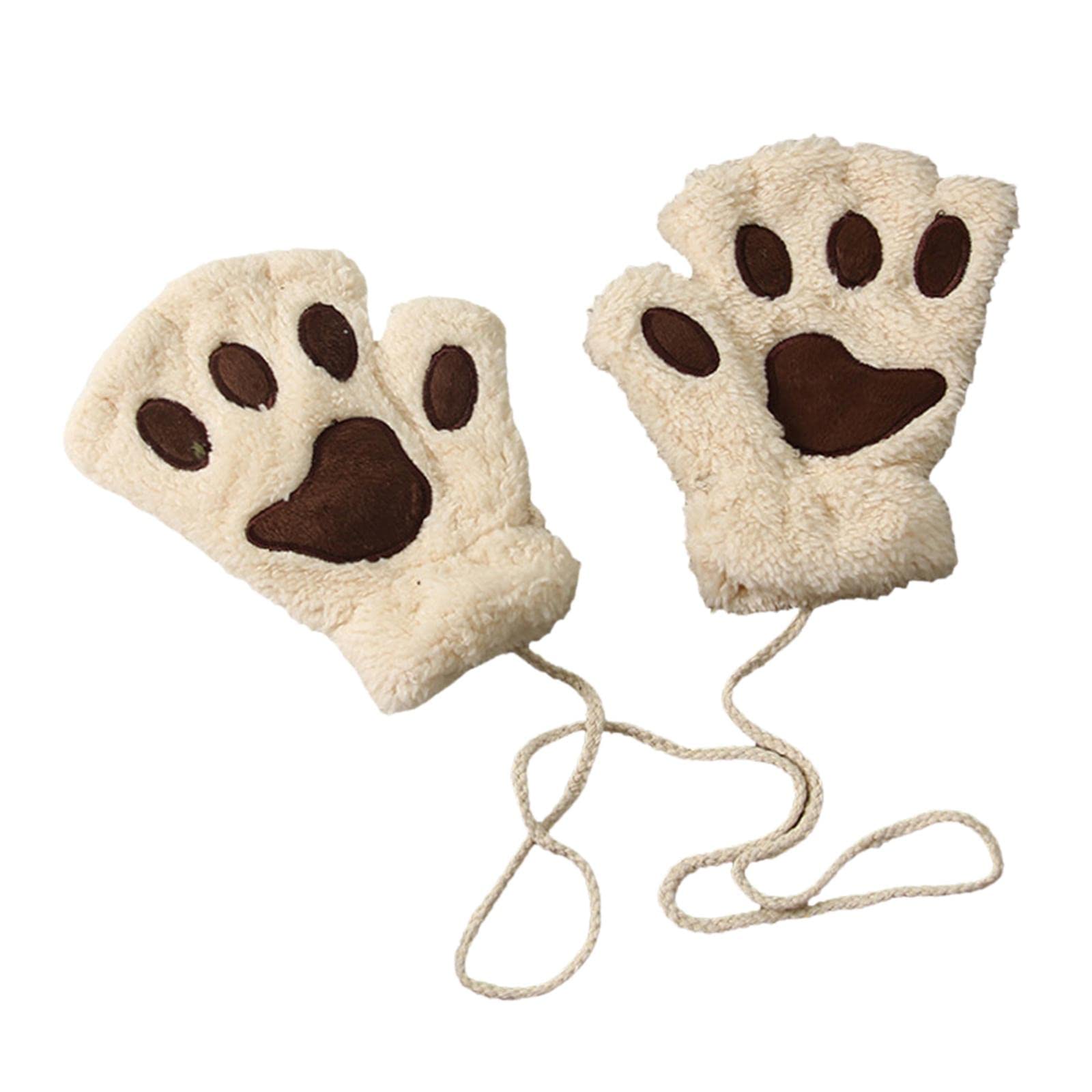 Cat Claw Paw Women Gloves Half Finger Fingerless Winter Soft Warm Mittens Beige | Gloves & Mittens | Womens Accessories | Clothing Shoes & Accessories-image-16