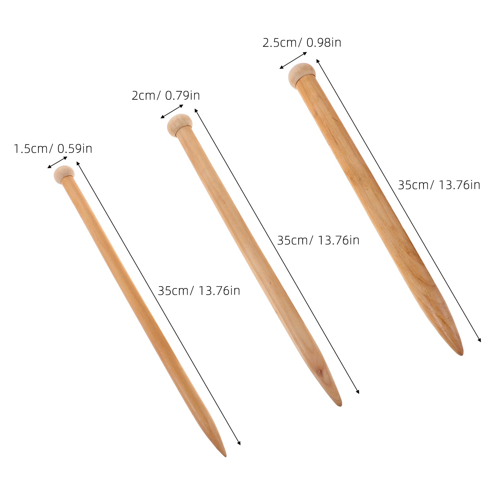 UKCOCO 6 Piezas Agujas de Tejer Grandes de Madera Agujas Rectas Jumbo para Hilo Grueso y Suéteres Suministros de Bricolaje para Principiantes