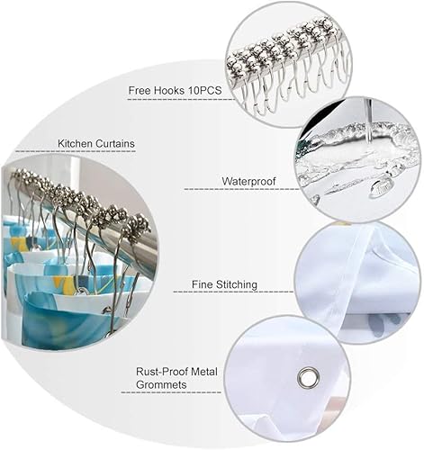 Hatesah Rooster Kitchen Curtains,American Western Farm Watercolor Sunflower And Chicken Print Short Cafe Curtains For Bathroom Window Treatment 2 Panels Set Home Decor Drapes With Hooks,55" Wx39 L #TOP2