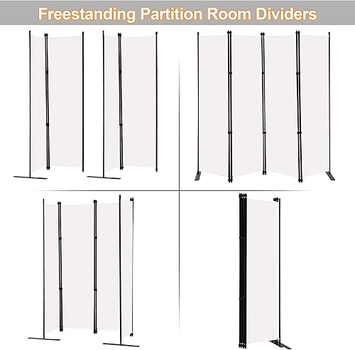 Miniatura 4 de MAYOLIAH Divisor de habitación de 4 paneles de 6 pies de alto, plegables, separadores de privacidad para pared interior, separador de habitación,