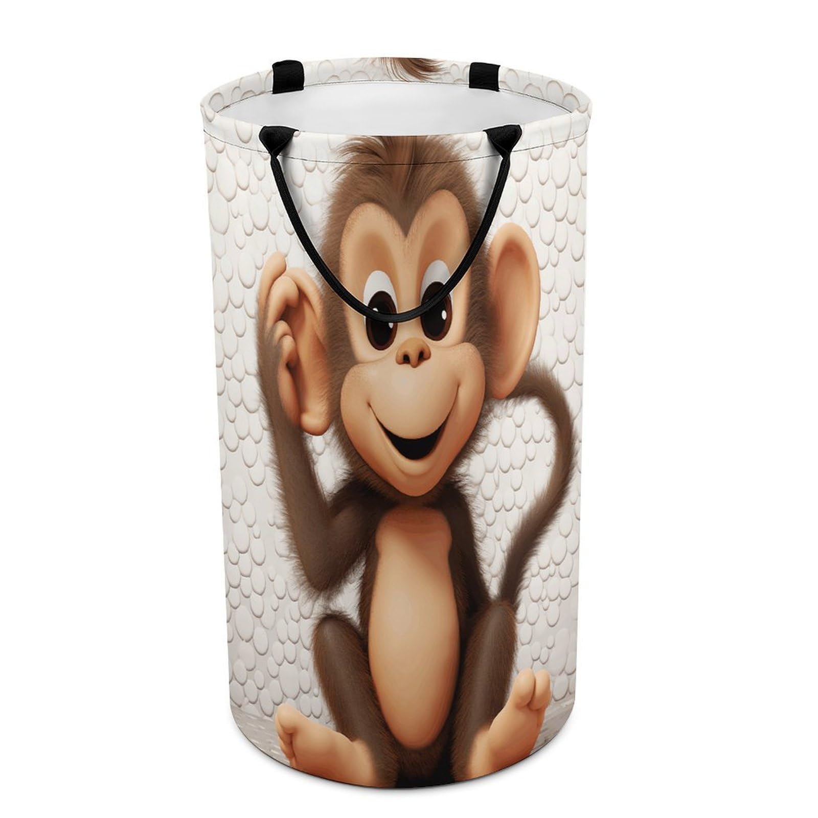 Cute Monkey Laundry Basket Large Foldable Laundry Hamper with Handles Freestanding Collapsible Clothes Basket Waterproof Portable Dirty Clothes Hamper for Bathroom 86L