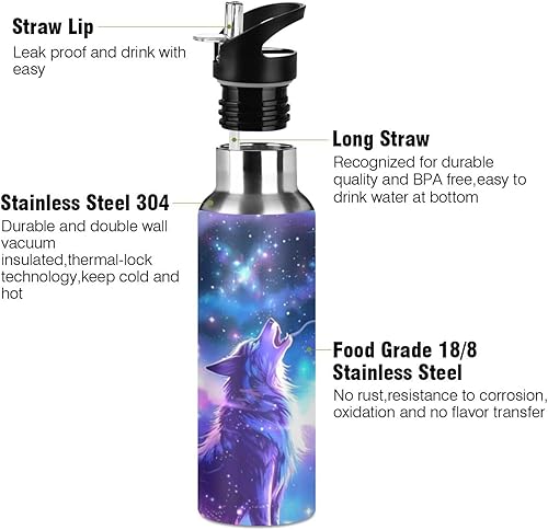 Vista 20 de Kcldeci Unicorn Rainbow Galaxy - Botella de agua deportiva de 20 onzas, tapa de pajilla, a prueba de fugas, aislamiento al vacío, botellas de agua