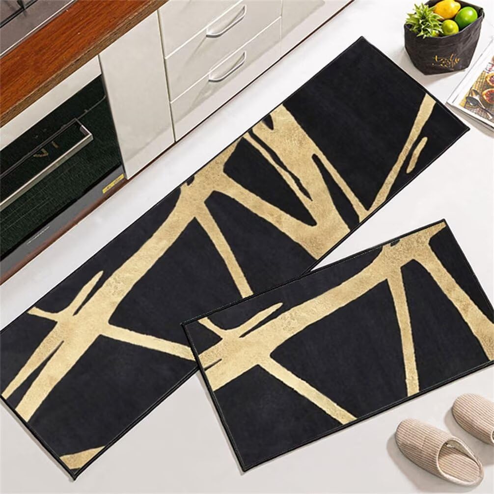 Tapis de chambre gamer lavable 80x150cm noir et rayé pour un espace de jeu moderne