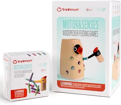 TOP BRIGHT Montessori Toys for 2 Year Old Girl and Boy, Woodpecker Worm Toy Magnetic Bird Feeding Game