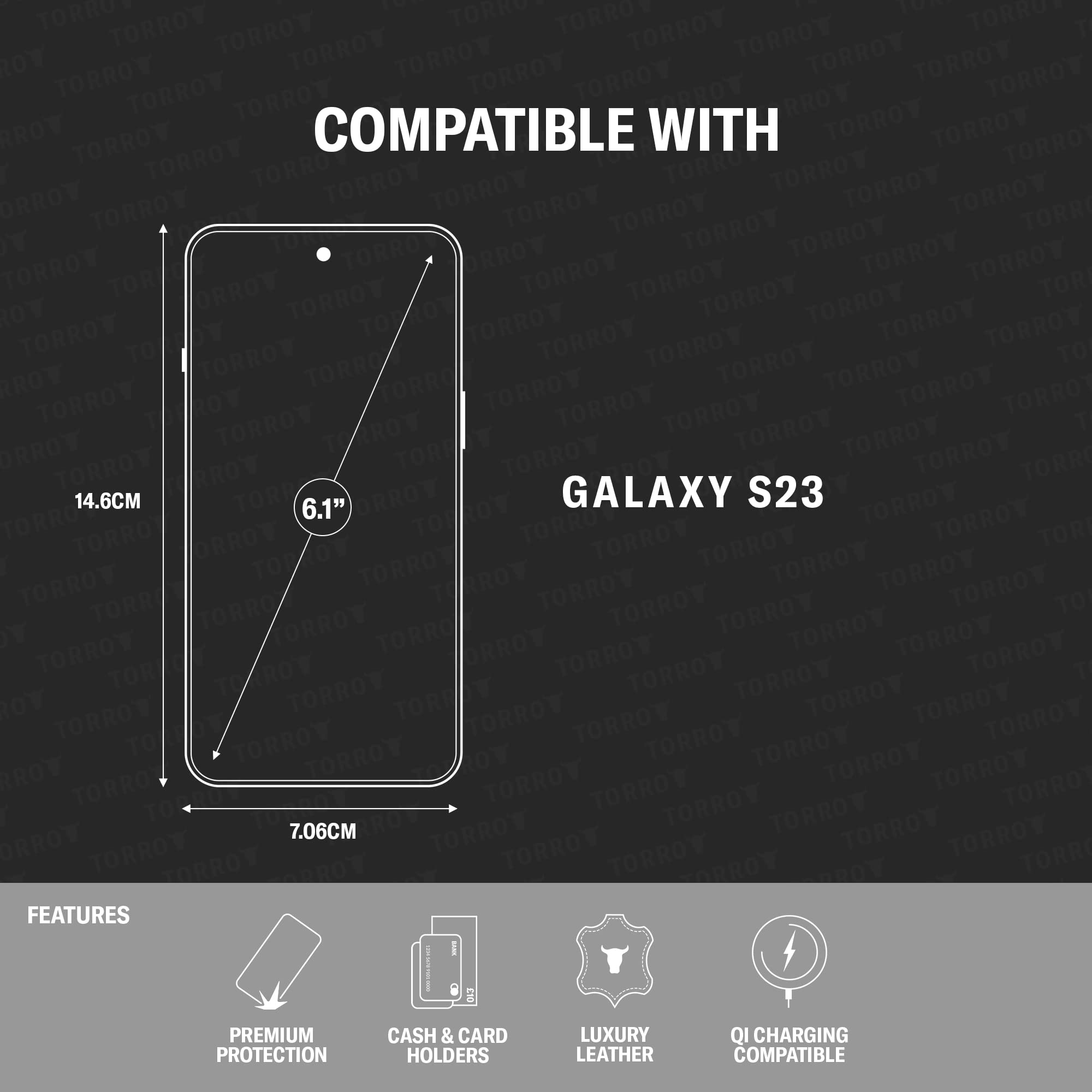 TORRO Hülle kompatibel mit Samsung Galaxy S23 5G – Premium Lederhülle mit Standfunktion und Kartenfächern (Schwarz)