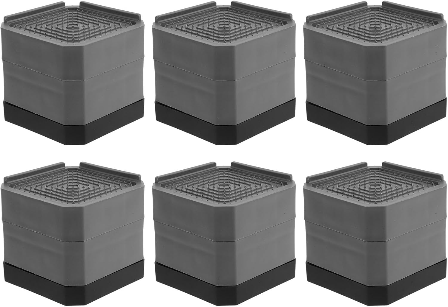 6pcs Anti-Slip Quiet Polymer Furniture Pads for Washing Machine Feet Stabilizer Base Risers Table Chair Leg Protectors Gray Double-Layer Shock Absorbing Pads for Home Appliances