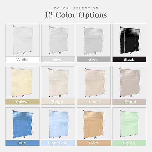 Miniatura 6 de Mini persianas horizontales de aluminio personalizadas, sin cordón, azul claro, oscurecimiento de la habitación de 1 pulgada para cocina, baño,