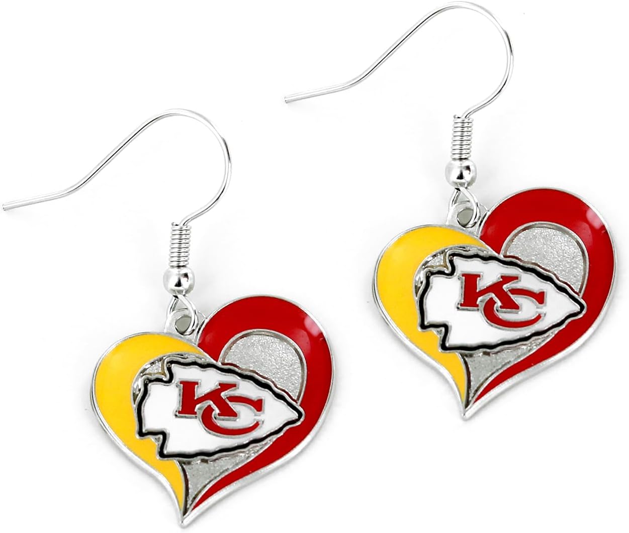 womens NFL Kansas City Chiefs Swirl Heart Earrings Multi, One Size
