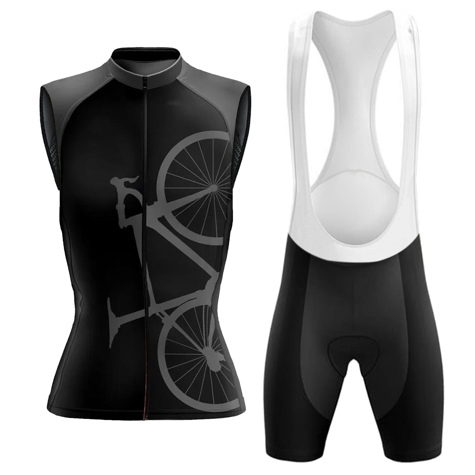 Abbigliamento Ciclismo Donna Completo Bici MTB Estivo,Tuta Ciclista Maglietta Ciclo Senza Maniche Gilet e Salopette Pantaloncini con 19D Gel Imbottiti,Maglia Bicicletta Sleeveless Asciugatura Rapida