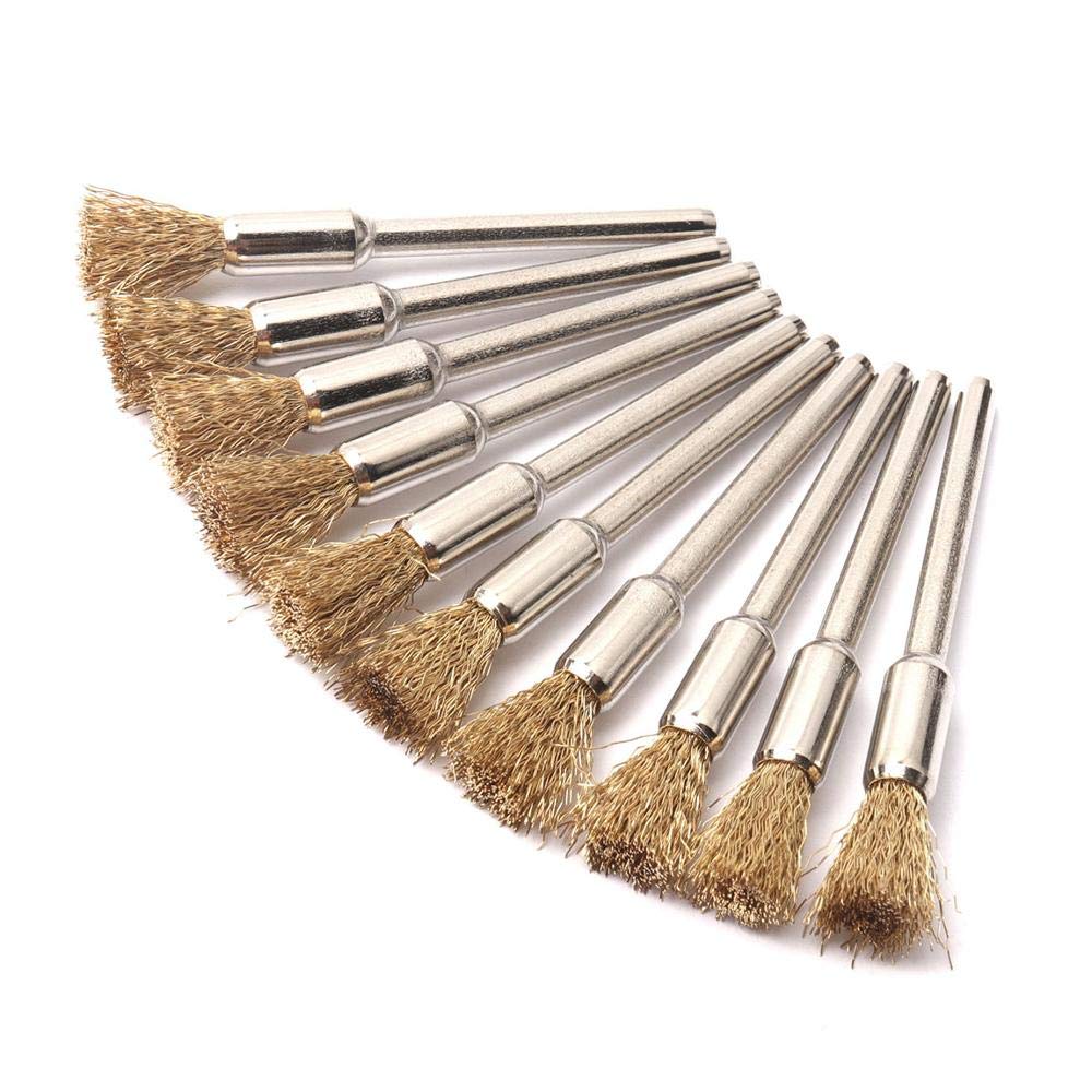 Szczotka druciana T-Shaped Brass Wire Brushes, for Drills Set,20pcs 3mm Shank for Metal Removal Polishing for Rotary Grinder Tool