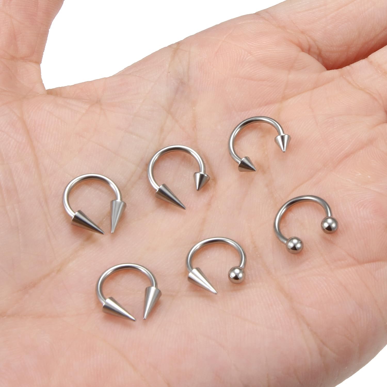 Dyknasz 16G Long Spike Septum Rings Surgical Steel Snake Bite Jewelry Lip Rings Horseshoe Hoop Septum Ring Ear Daith Piercing Jewelry for Women Men 8mm-10mm - Image 4