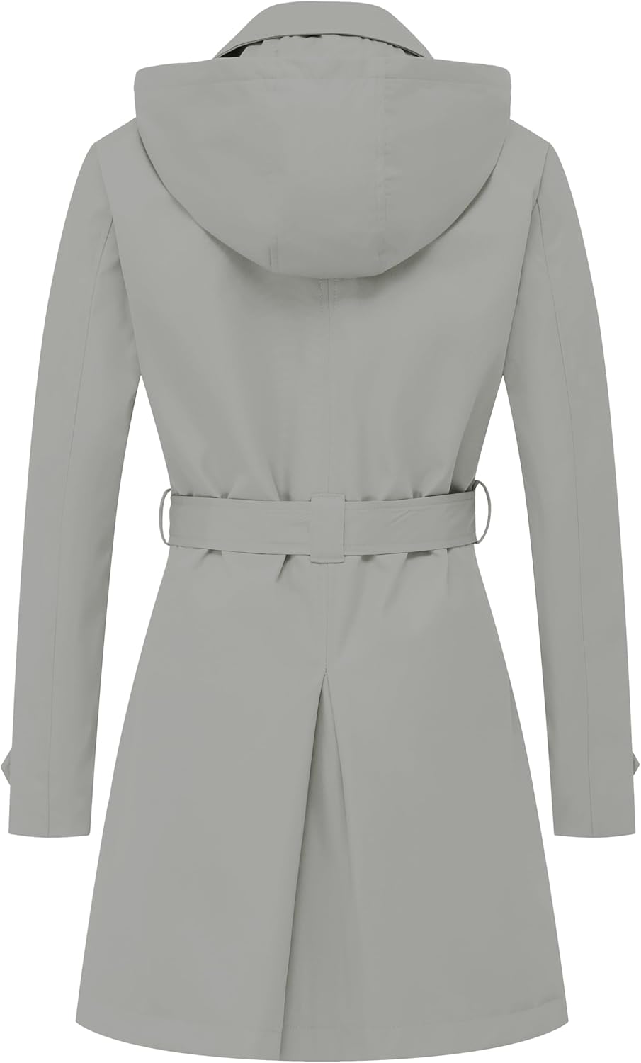 Chrisuno Women's Double Breasted Trench Coats Mid-Length Belted Overcoat Long Dress Jacket with Detachable Hood - Image 2