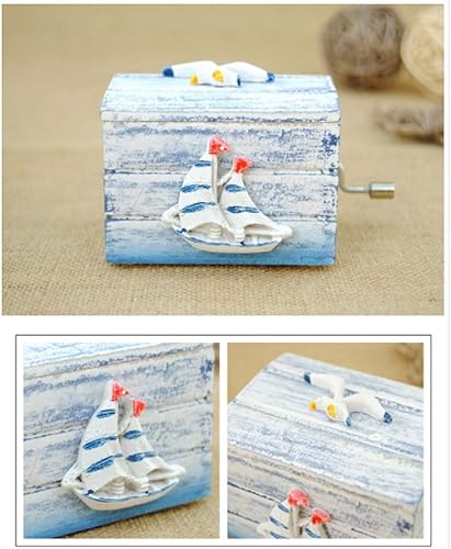 Miniatura 5 de AVEO Caja de música Ocean Musical Box, cajas de música de manivela, caja de música de madera, mini caja de música, caja de música de regalo