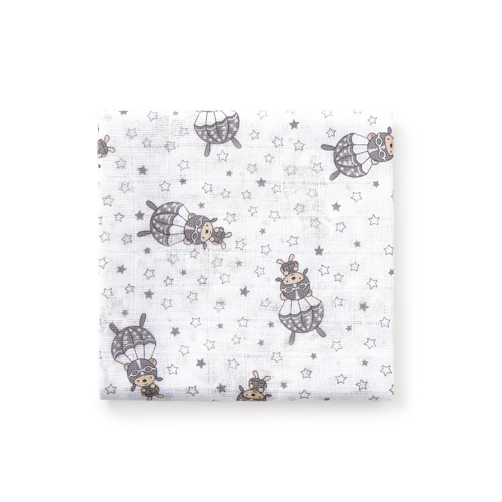 Interbaby Muselinas Bebe Algodon 80x80cm | Pack 3 Gasas para Bebes Recien Nacidos, Lactancia, Toalla, Manta | Muselinas Bebe Cómoda, Suave, Transpirable | Diseño Paracaidista Gris — view 9