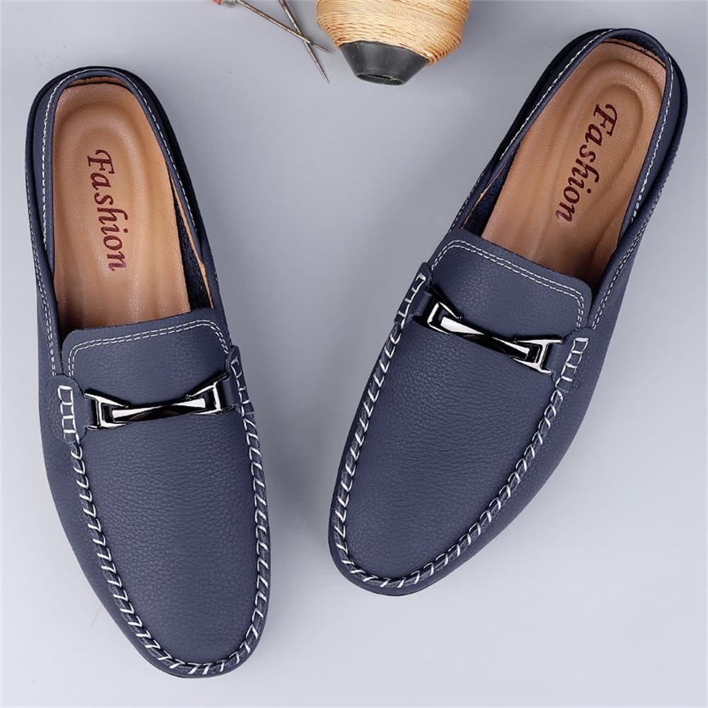 Mocasines casuales de piel auténtica para hombre, mocasines de vestir para uso diario