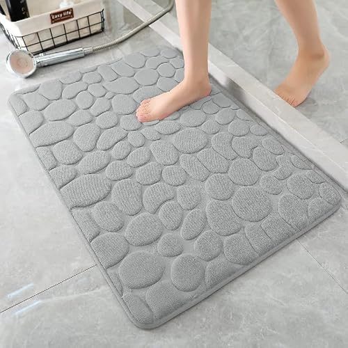 MVM Enterprise Memory Foam Bath Mat Comfortable Cobblestone Bathroom Rug Non Slip Bath Mats Super Water Absorbent Machine Washable Bath Rugs for Bathroom, Tub and Shower.(Multicolor)