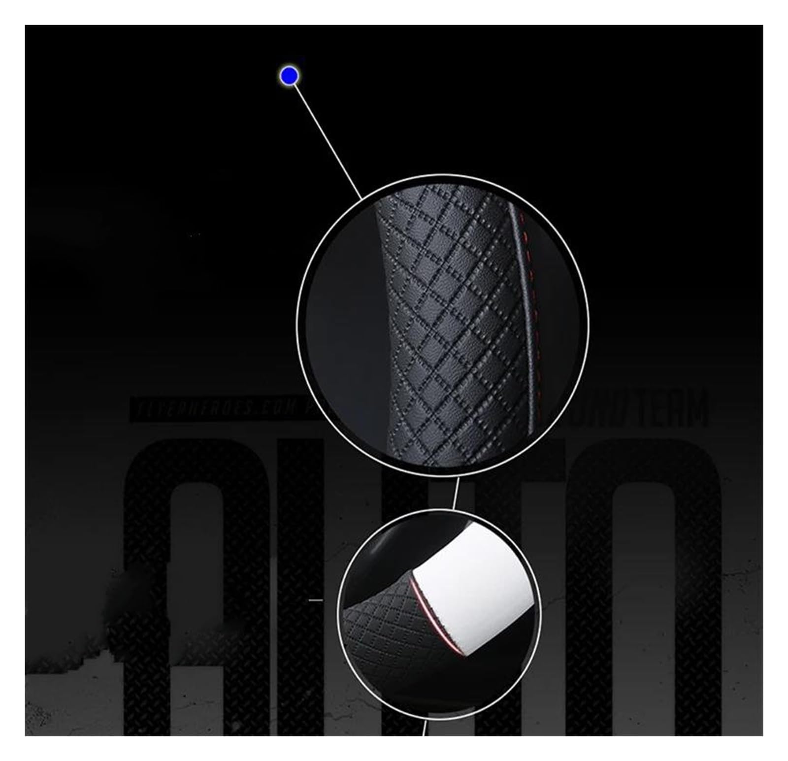 Pokrowiec na kierownicę ze skóry PU, 38 cm, pasuje do Jeep Grand Cherokee L (2017-2021) i Wrangler 4xe (2015-2021), niebieski