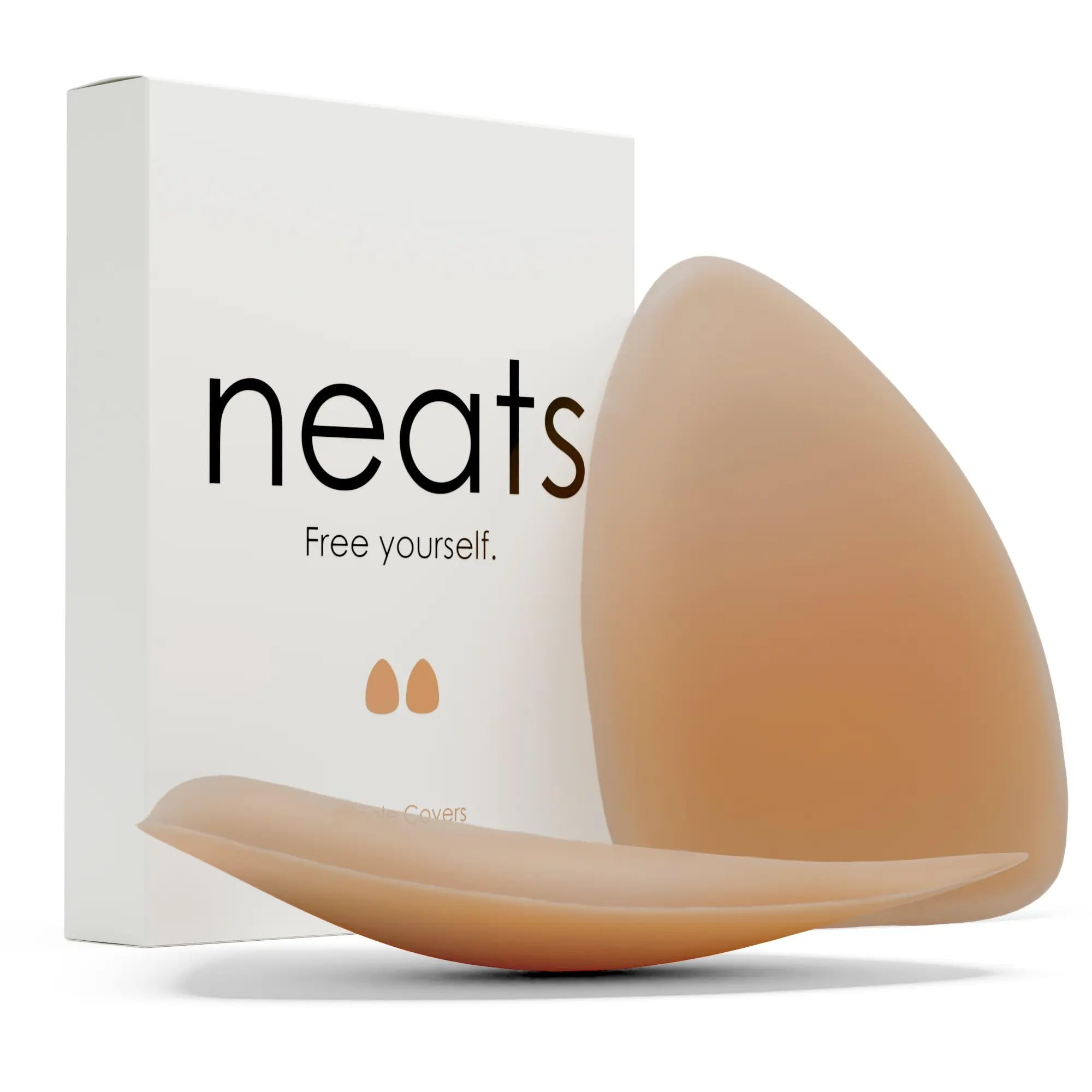 Neats Women's Almond Triangle Nipple Covers For Reusable Hypoallergenic Adhesive Silicone Pasties, Seamless Invisible No-Show Breast Cover For Deep Necklines