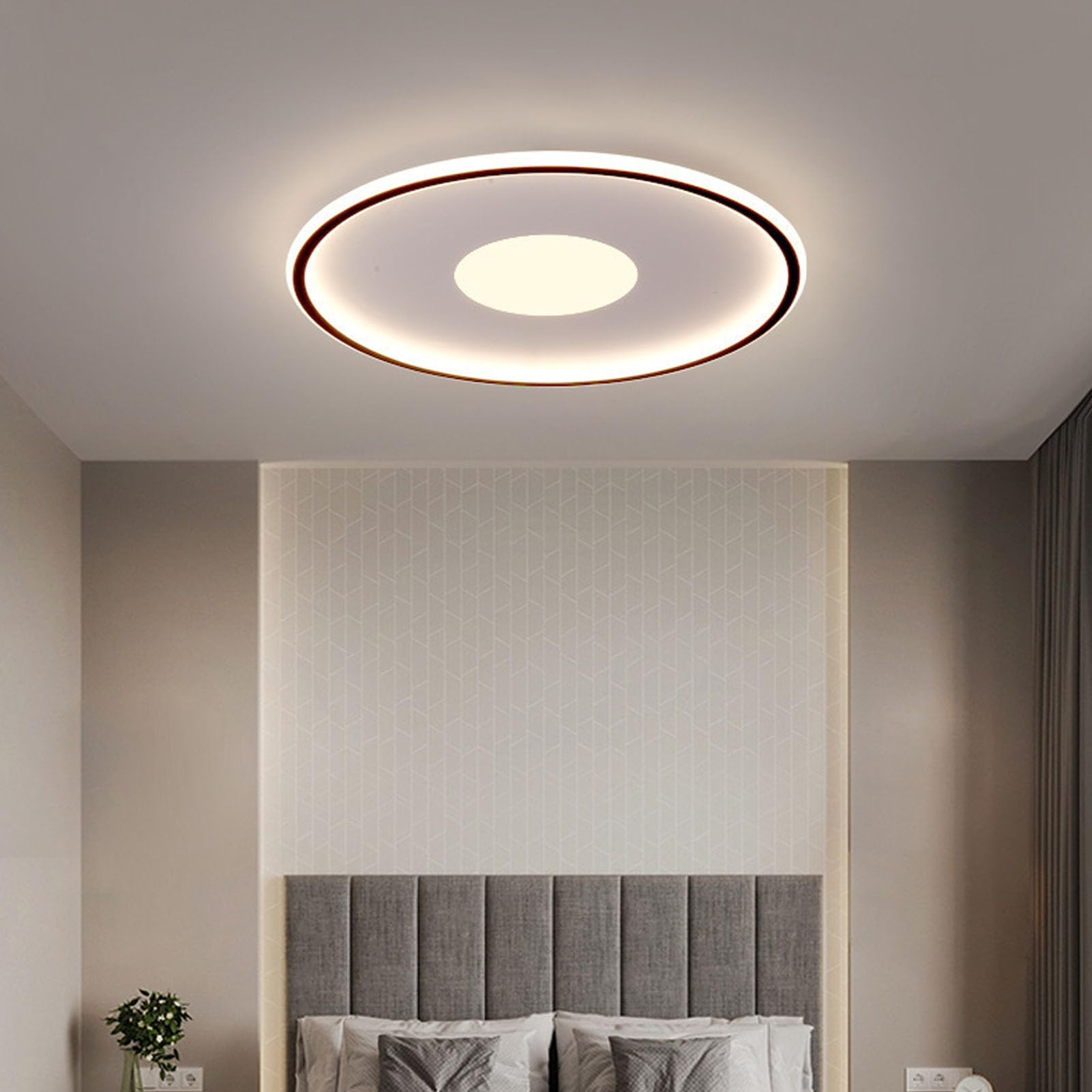 Generic Oprawa Oświetleniowa Sufitowa do Montażu Podtynkowego Sufitowa 110-265 V Energooszczędna LED Okrągła Metalowa Podstawa do Sypialni (czarna ramka)