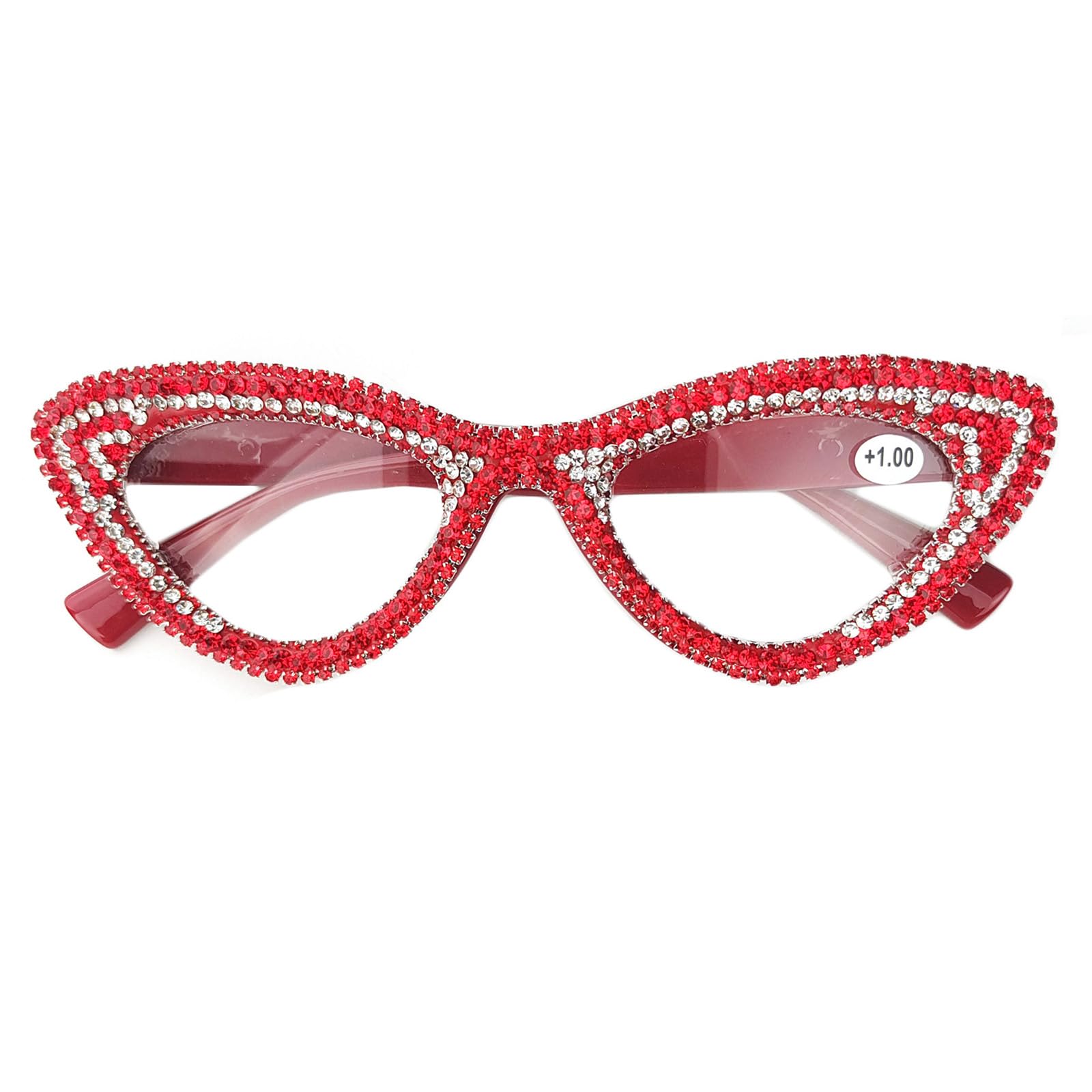 willochra Cat Eye Rhinestone Reading Glasses for Women Sparkling Crystal Eyewear Frames Trendy bling Diamond Reader