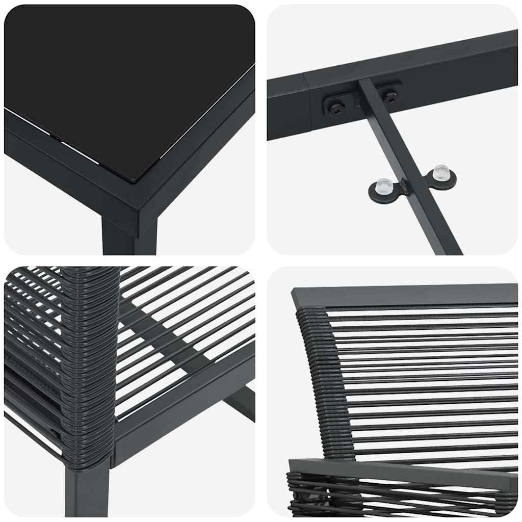 vidaXL Set da Pranzo per Giardino 5 PCS Nero, Set Moderno da Giardino e terrazza, arredo Esterno Resistente ai Raggi UV, Tavolo Anti-maltempo