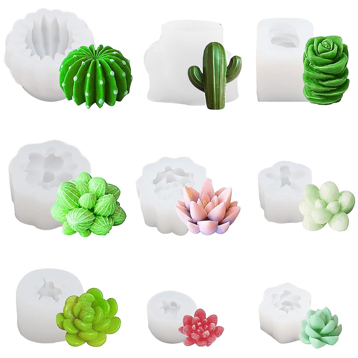 HASTHIP® 9Pcs Succulent Silicone Molds 9 Styles Succulent Silicone Molds DIY Resin Succulent Desk Decor Silicone Molds DIY Resin Succulent Desk Decor Gift-image-4