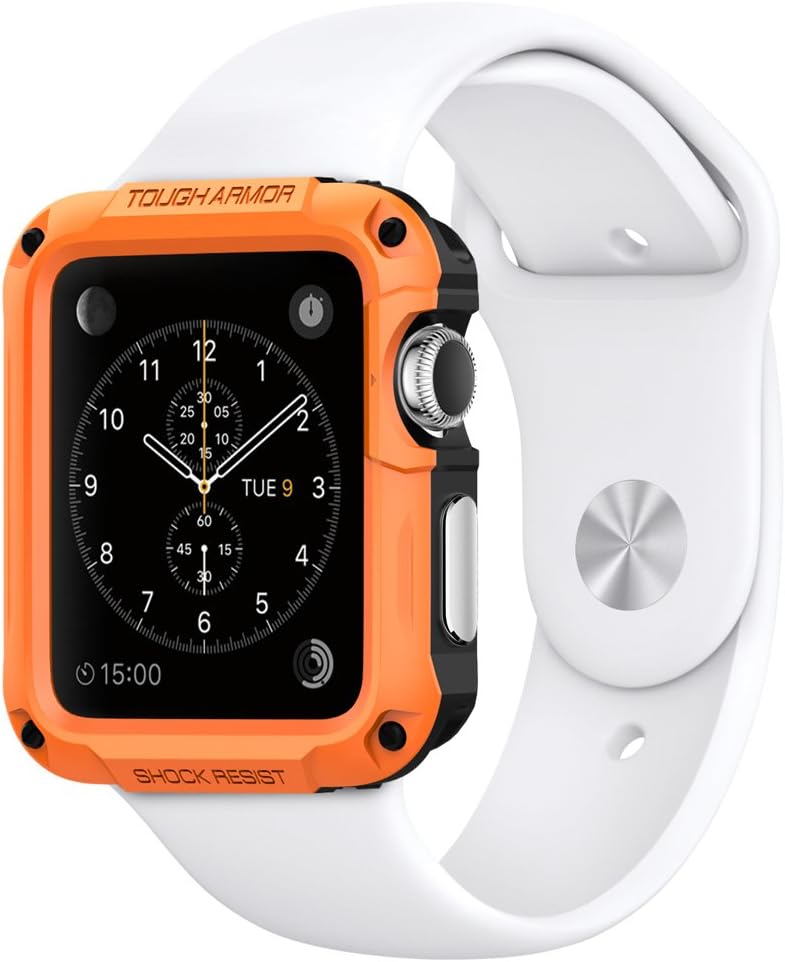 Spigen Tough Armor Apple Watch 42mm Case with Extreme Heavy Duty Protection and Air Cushion Technology for Apple Watch 42mm 2015 - Tangerine Tango